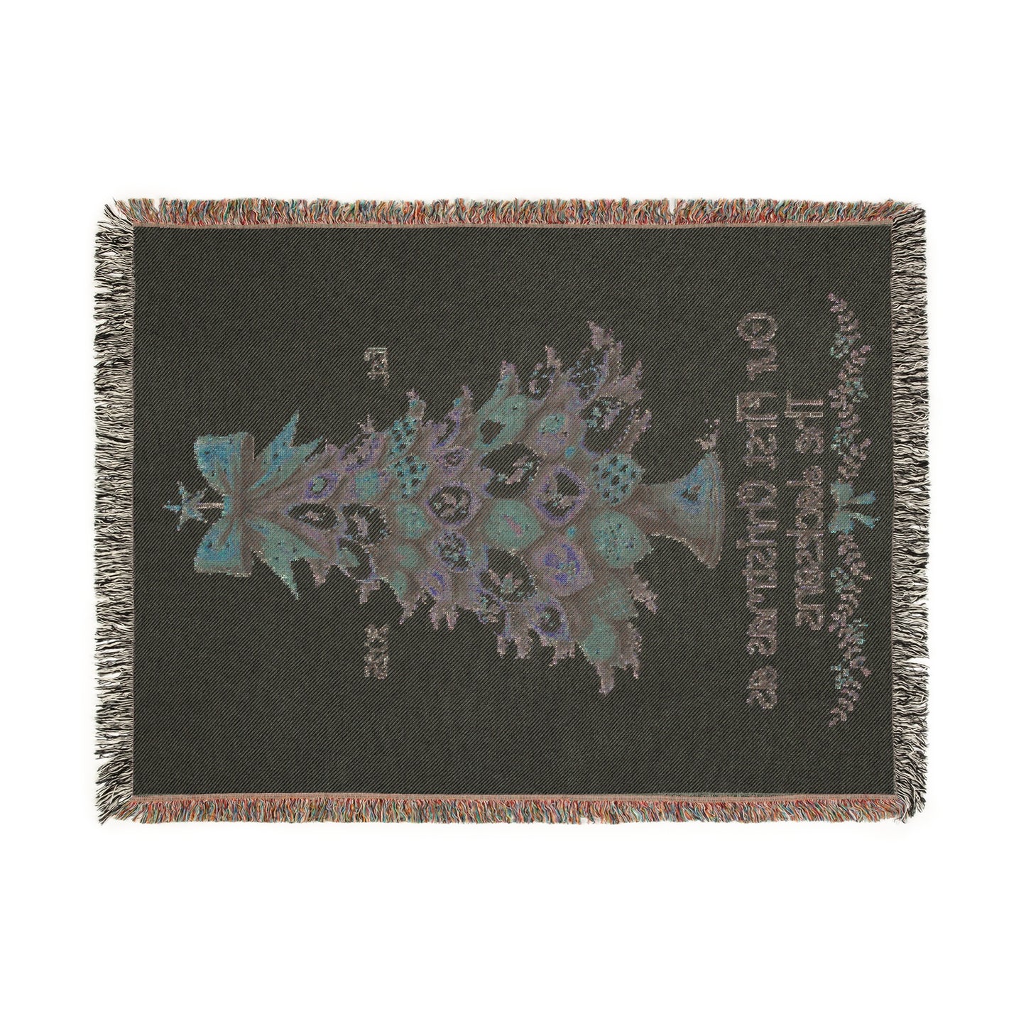 Personalized Woven Blanket - Our First Christmas as Mr & Mrs or Family Name, Custom Christmas Tree Throw, Holiday Newlywed Gift