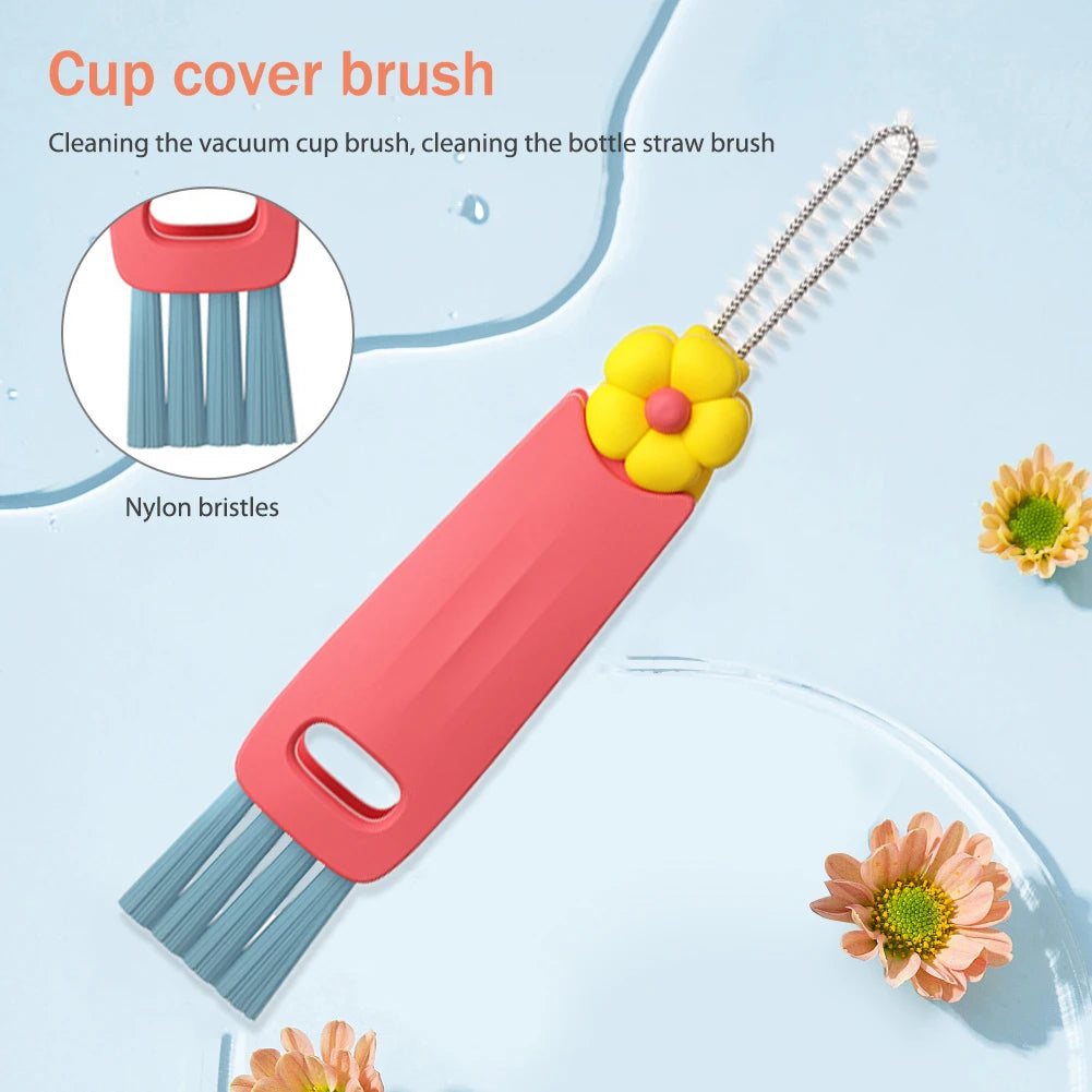 3 In 1 Bottle Brush Window  Brush Multifunctional Wine Glass Cleaner Brush Rotating Cup Lid Brush Kitchen Cleaning Tools