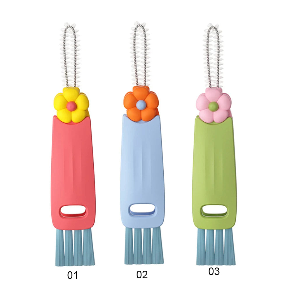 3 In 1 Bottle Brush Window  Brush Multifunctional Wine Glass Cleaner Brush Rotating Cup Lid Brush Kitchen Cleaning Tools