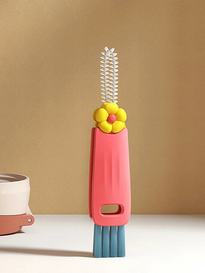 3 In 1 Bottle Brush Window  Brush Multifunctional Wine Glass Cleaner Brush Rotating Cup Lid Brush Kitchen Cleaning Tools