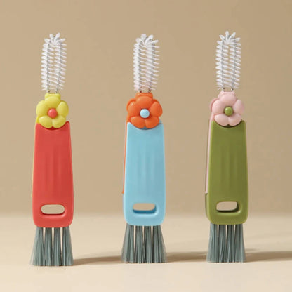 3 In 1 Bottle Brush Window  Brush Multifunctional Wine Glass Cleaner Brush Rotating Cup Lid Brush Kitchen Cleaning Tools