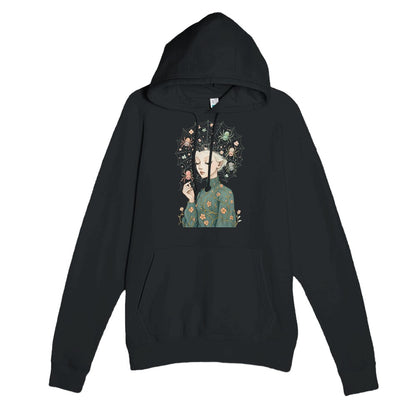 Men’s Artistic Graphic Sweatshirt – Surreal Girl with Web & Spiders, Unique Alternative Fashion